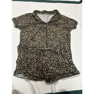 Nordstrom‎ Cheetah Print Short Sleeve And Shorts Pajama Set